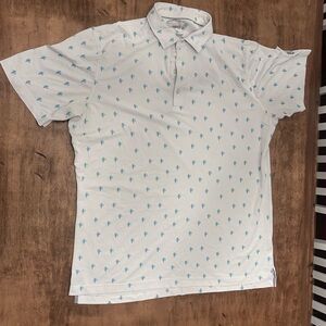 johnnie-O White Polo with Blue Accents